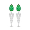 Thumbnail Image 2 of Pear-Shaped Lab-Created Emerald & White Lab-Created Sapphire Drop Earrings Sterling Silver