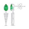 Thumbnail Image 3 of Pear-Shaped Lab-Created Emerald & White Lab-Created Sapphire Drop Earrings Sterling Silver