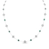 Thumbnail Image 1 of Square-Cut Lab-Created Emerald & White Lab-Created Sapphire Alternating Station Necklace Sterling Silver 18"