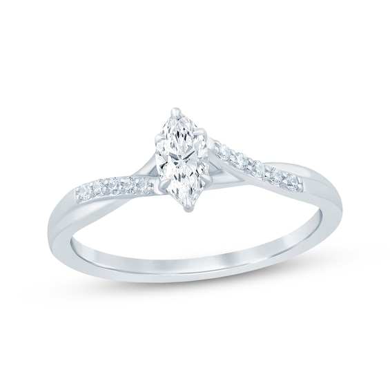Now + Forever Marquise-Cut Diamond Engagement Ring 3/8 ct tw 14K White Gold