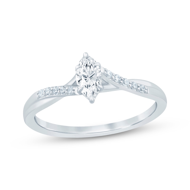 Main Image 1 of Now + Forever Marquise-Cut Diamond Engagement Ring 3/8 ct tw 14K White Gold