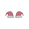 Thumbnail Image 2 of Lab-Created Ruby & White Lab-Created Sapphire Santa Hat Stud Earrings Sterling Silver