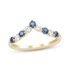 Thumbnail Image 1 of Now + Forever Blue Sapphire & Diamond Chevron Anniversary Ring 1/4 ct tw 10K Yellow Gold