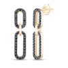 Thumbnail Image 1 of Black Diamond Paperclip Link Drop Earrings 3/8 ct tw 10K Yellow Gold