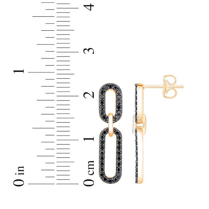 Main Image 4 of Black Diamond Paperclip Link Drop Earrings 3/8 ct tw 10K Yellow Gold