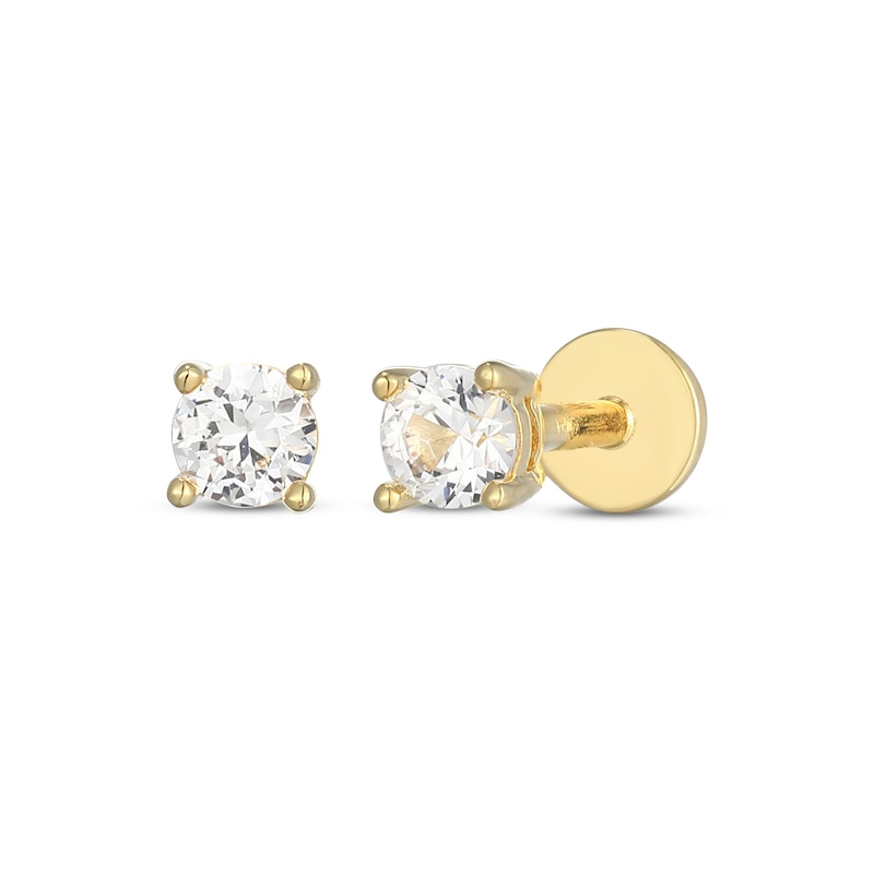 Main Image 1 of STUDIO BY KAY White Lab-Created Sapphire Solitaire Stud Earrings 24K Yellow Gold Vermeil Sterling Silver