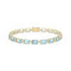 Thumbnail Image 1 of STUDIO BY KAY Baguette-Cut Swiss Blue Topaz Bracelet 24K Yellow Gold Vermeil Sterling Silver 7.25"