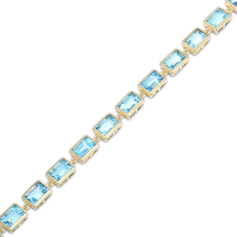 Main Image 2 of STUDIO BY KAY Baguette-Cut Swiss Blue Topaz Bracelet 24K Yellow Gold Vermeil Sterling Silver 7.25"