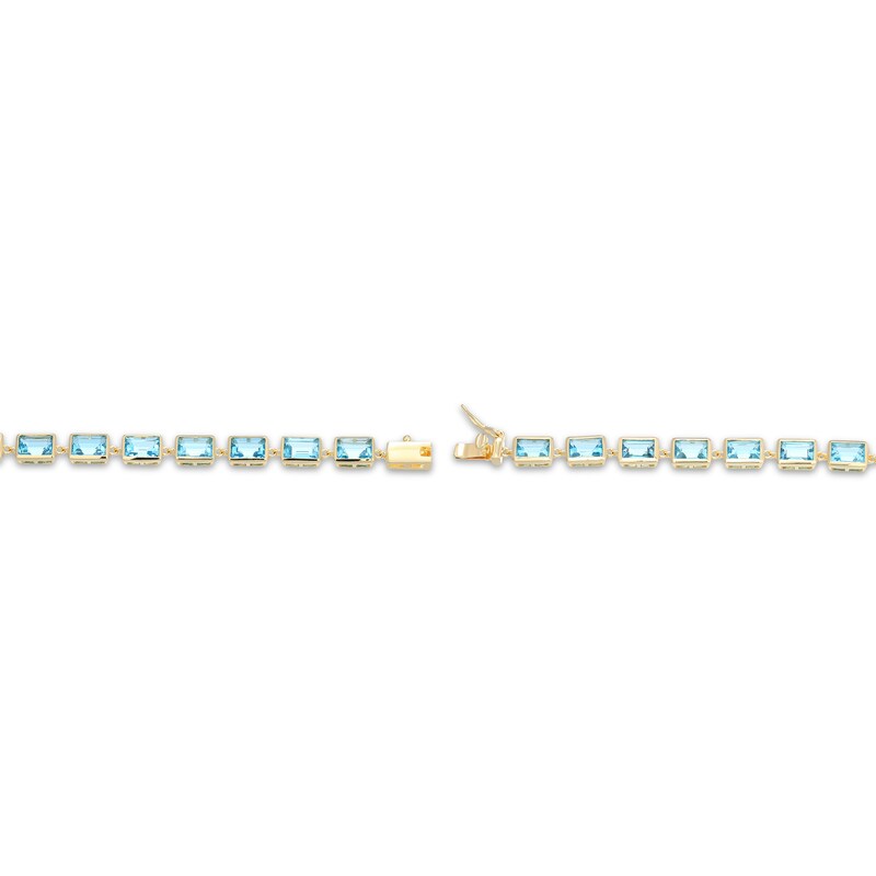 Main Image 3 of STUDIO BY KAY Baguette-Cut Swiss Blue Topaz Bracelet 24K Yellow Gold Vermeil Sterling Silver 7.25"