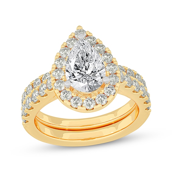 Now + Forever Lab-Grown Diamonds Pear-Shaped Bridal Set 3 ct tw 14K Yellow Gold