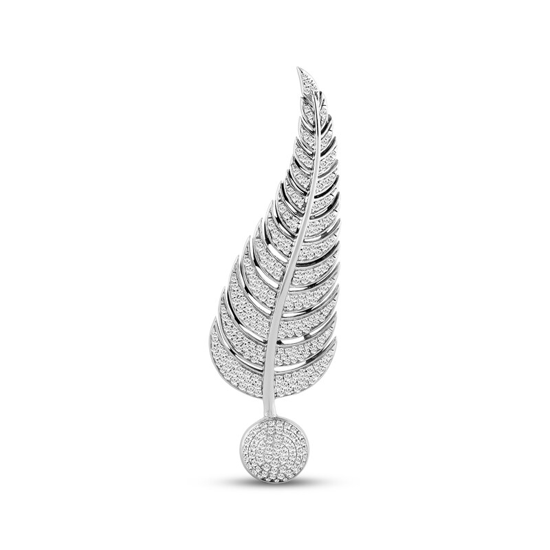 Main Image 1 of Men's Diamond Feather Brooch 1 ct tw Sterling Silver