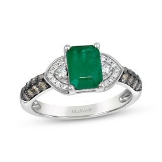 Le Vian Emerald-Cut Emerald Ring 1/3 ct tw Diamonds 14K Vanilla Gold