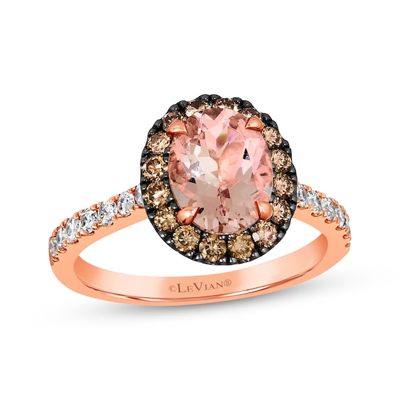 Le Vian Oval-Cut Morganite Ring 3/4 ct tw Diamonds 14K Strawberry Gold
