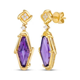 Le Vian Hexagon-Cut Amethyst Drop Earrings 1/8 ct tw Diamonds14K Honey Gold