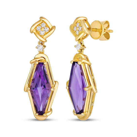 Le Vian Hexagon-Cut Amethyst Drop Earrings 1/8 ct tw Diamonds14K Honey Gold
