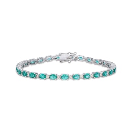 Le Vian Oval-Cut Natural Emerald Line Bracelet 3/4 ct tw Diamonds 14K Vanilla Gold 7.3"