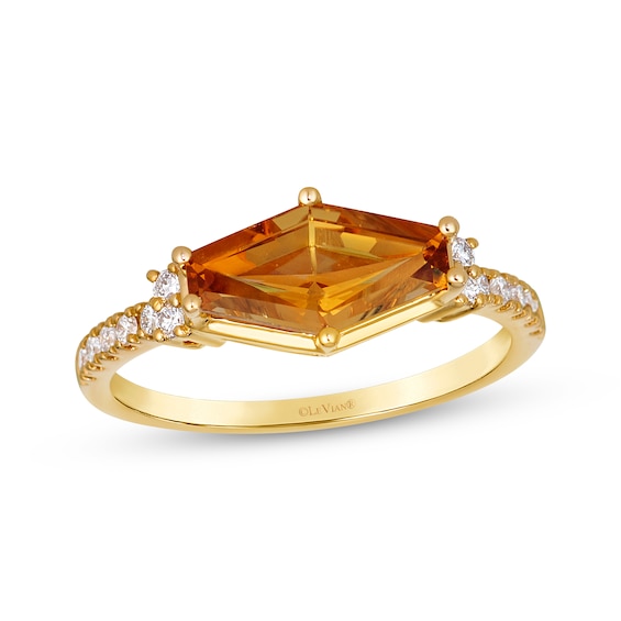 Le Vian Hexagon-Cut Citrine Ring 1/6 ct tw Diamonds 14K Honey Gold