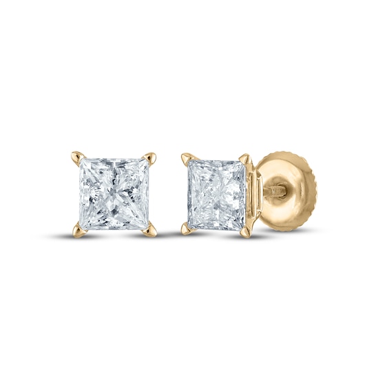Princess-Cut Diamond Solitaire Stud Earrings 1-1/2 ct tw 14K Yellow Gold (I/I2)