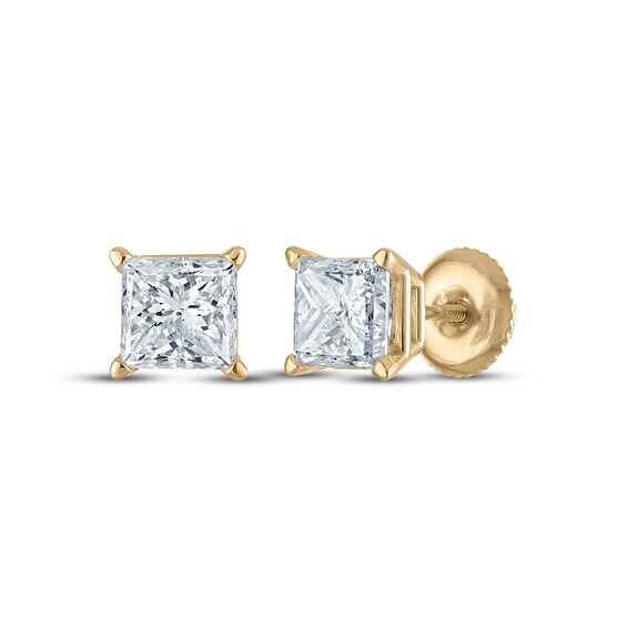 Princess-Cut Diamond Solitaire Stud Earrings 2 ct tw 14K Yellow Gold (I/I2)