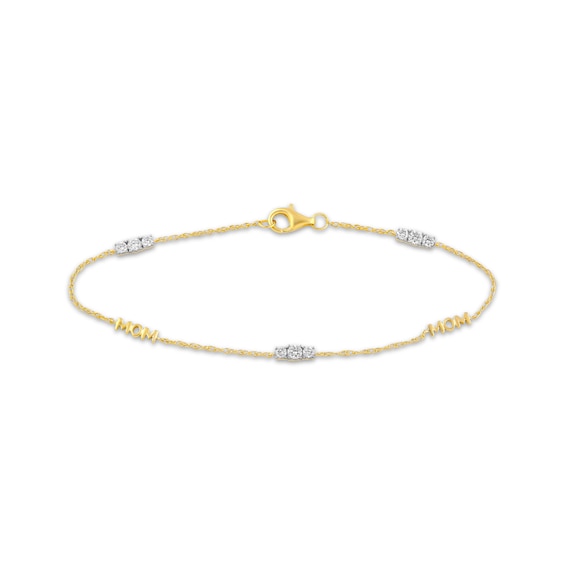 Thumbnail Image 1 of KAY Lab-Grown Diamonds Mom Station Bracelet 1/2 ct tw 18K Yellow Gold-Plated Sterling Silver 7"