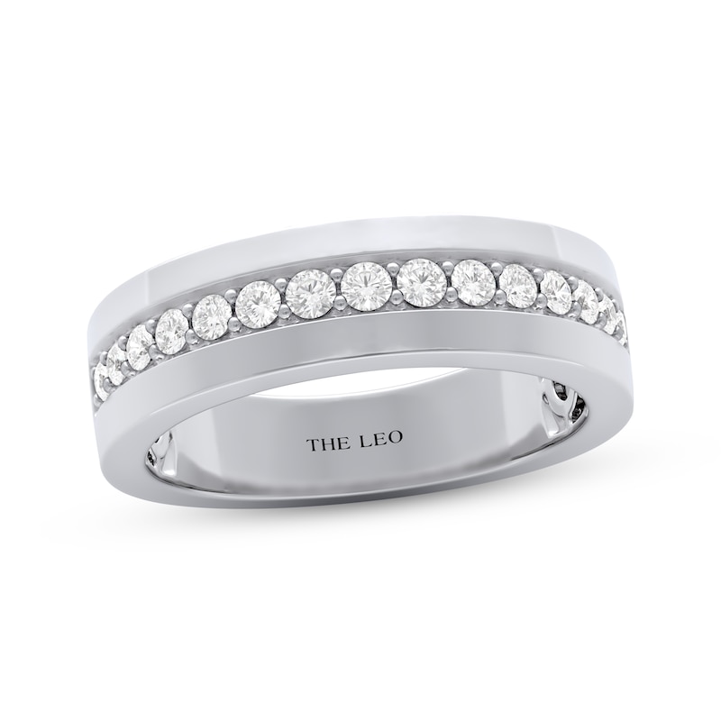 Main Image 1 of THE LEO Diamond Men's Certified Wedding Band 1/2 ct tw 14K White Gold