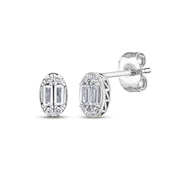 Main Image 1 of KAY Lab-Grown Diamonds Baguette & Round-Cut Oval-Shaped Stud Earrings 1/3 ct tw 10K White Gold