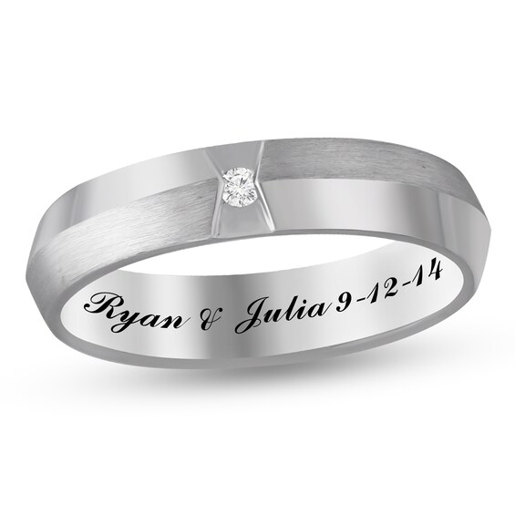 Engravable Bevel Wedding Band (1 Line)