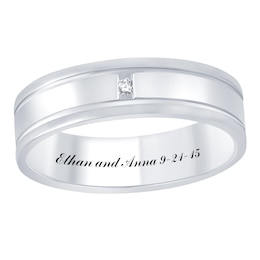 Engravable Double Groove Wedding Band (1 Line)