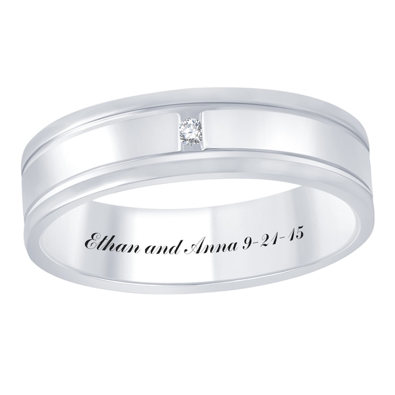 Engravable Double Groove Wedding Band (1 Line)