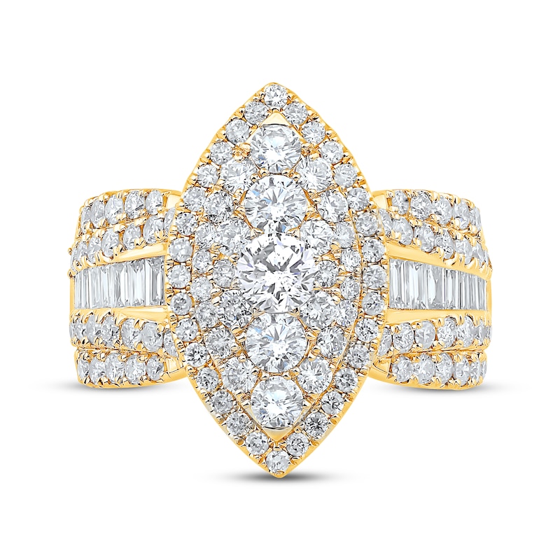 Main Image 6 of Now + Forever Baguette & Round-Cut Multi-Diamond Center Engagement Ring 2-1/4 ct tw 14K Yellow Gold