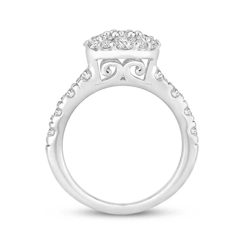 Multi-Diamond Center Engagement Ring 2 ct tw Round-cut 14K White Gold