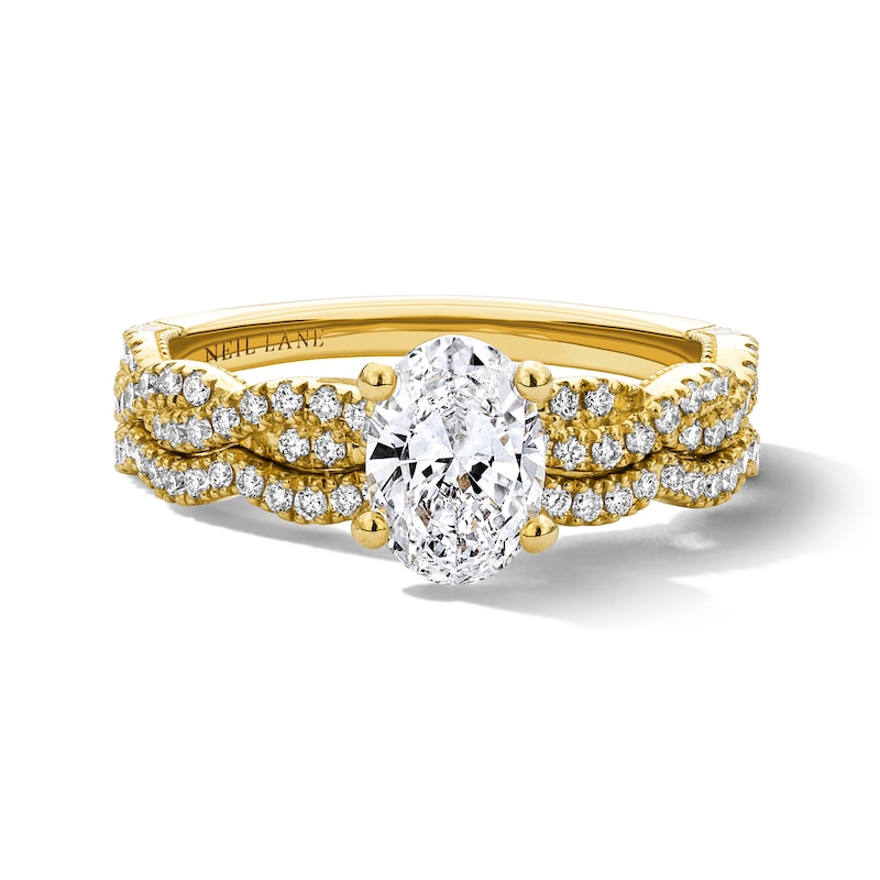 Main Image 3 of Neil Lane Artistry Oval-Cut Lab-Grown Diamond Bridal Set 1-3/8 ct tw 14K Yellow Gold