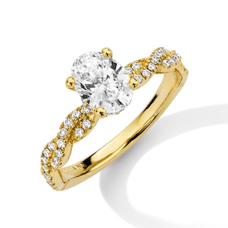 Neil Lane Artistry Oval-Cut Lab-Grown Diamond Twist Shank Engagement Ring 1-1/3 ct tw 14K Yellow Gold