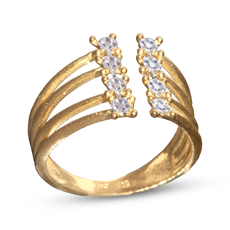 Diamond-Cut Multi-Row Open Ring 10K Yellow Gold