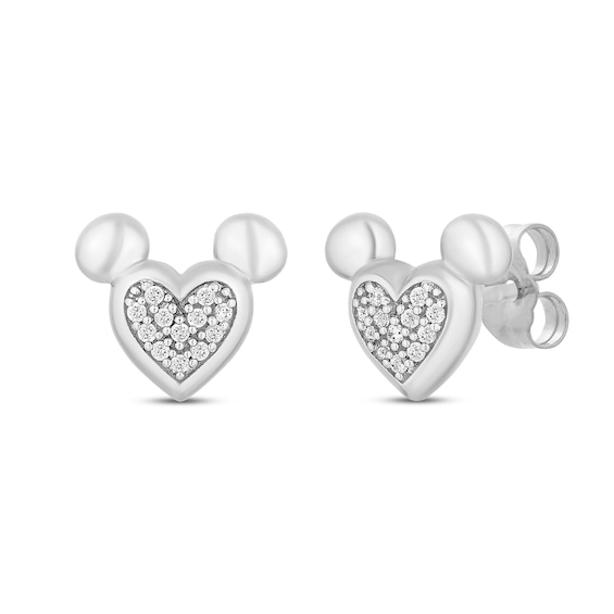 Kay Disney Treasures Mickey Mouse Diamond Heart Stud Earrings 1/15 ct tw Sterling Silver