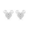 Thumbnail Image 1 of Disney Treasures Mickey Mouse Diamond Heart Stud Earrings 1/15 ct tw Sterling Silver
