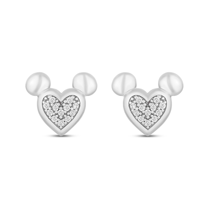 Disney Treasures Mickey Mouse Diamond Heart Stud Earrings 1/15 ct tw Sterling Silver