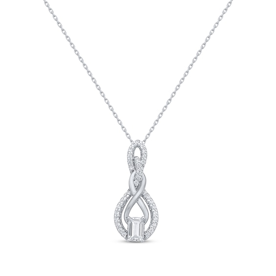 KAY Lab-Grown Diamonds Emerald-Cut Infinity Swirl Necklace 1/2 ct tw 14K White Gold 18"