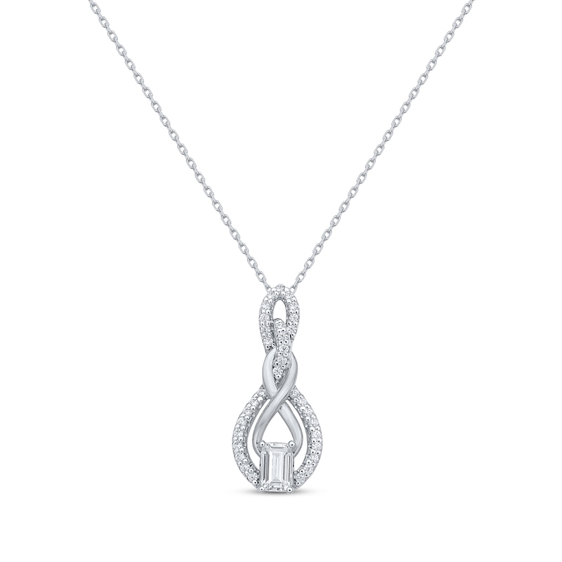 Main Image 1 of KAY Lab-Grown Diamonds Emerald-Cut Infinity Swirl Necklace 1/2 ct tw 14K White Gold 18&quot;