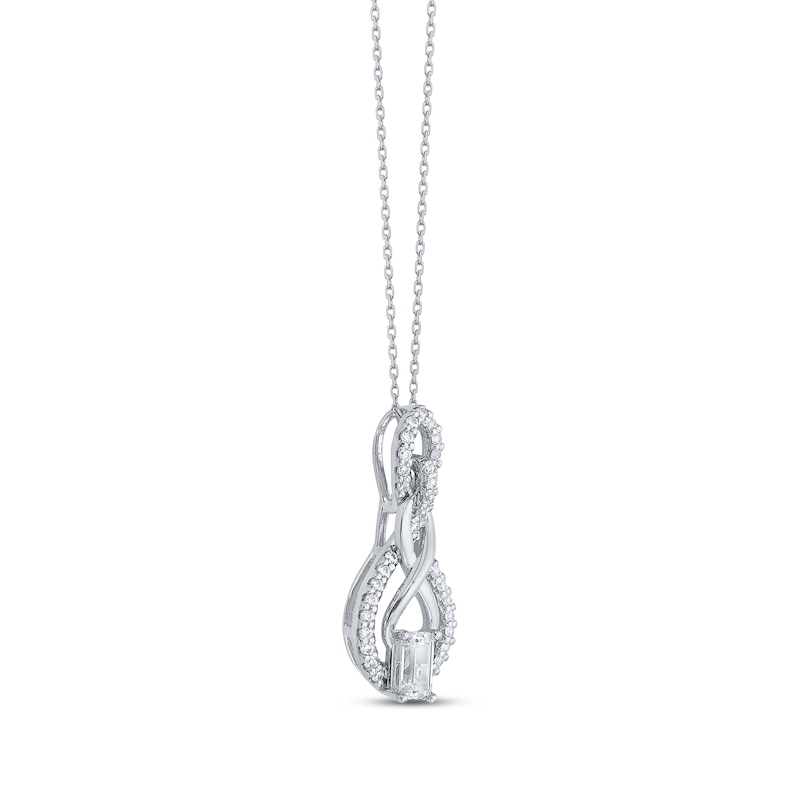 Main Image 2 of KAY Lab-Grown Diamonds Emerald-Cut Infinity Swirl Necklace 1/2 ct tw 14K White Gold 18&quot;