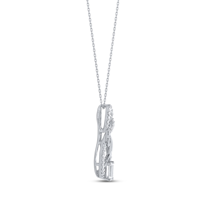 Main Image 3 of KAY Lab-Grown Diamonds Emerald-Cut Infinity Swirl Necklace 1/2 ct tw 14K White Gold 18&quot;