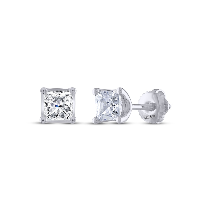 THE LEO Legacy Lab-Created Diamond Princess-Cut Solitaire Stud Earrings 1 ct tw 14K White Gold (F/VS2)