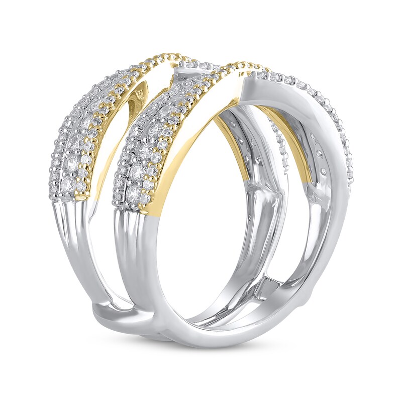 Main Image 2 of Diamond Crossover Enhancer Ring 3/4 ct tw 14K Two-Tone Gold