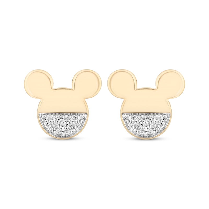 Disney Treasures Mickey Mouse Diamond Stud Earrings 1/10 ct tw 10K Yellow Gold