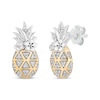 Thumbnail Image 0 of Disney Treasures Lilo & Stitch Diamond Pineapple Earrings 1/15 ct tw Round-cut Sterling Silver & 10K Yellow Gold
