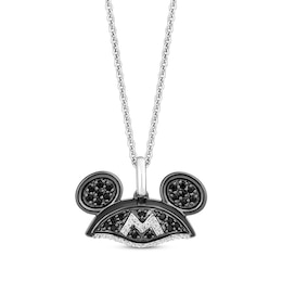 Disney Treasures Diamond Mickey Ear Hat Necklace 1/4 ct tw Sterling Silver & Black Rhodium 19"