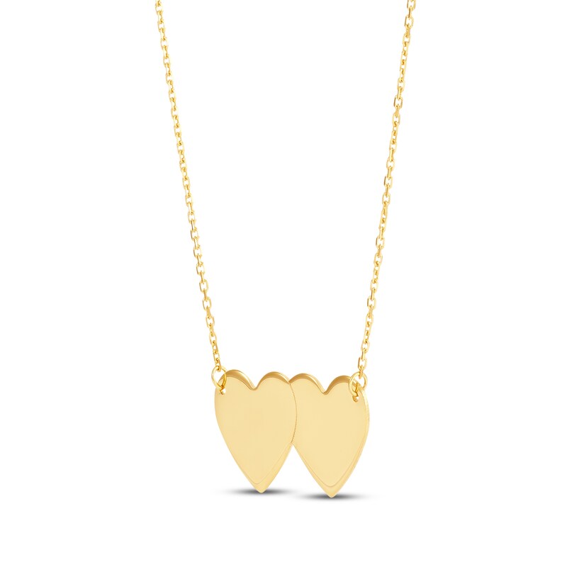 Main Image 2 of Engravable Double Heart Necklace 10K Yellow Gold 18&quot;