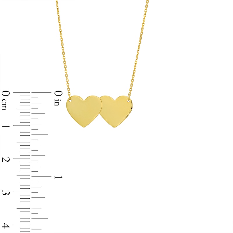 Main Image 3 of Engravable Double Heart Necklace 10K Yellow Gold 18&quot;