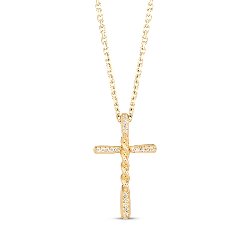 Hallmark Diamonds Twist Cross Necklace 10K Yellow Gold 18