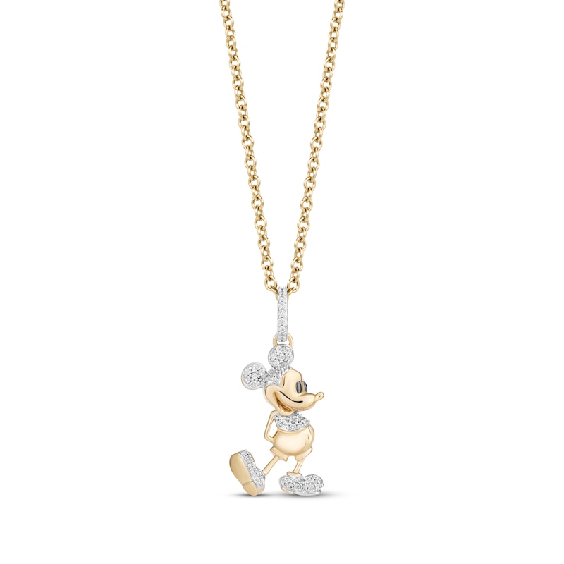 Disney Treasures 100 Years of Disney Diamond Mickey Mouse Necklace 1/8 ct tw 10K Yellow Gold 19"